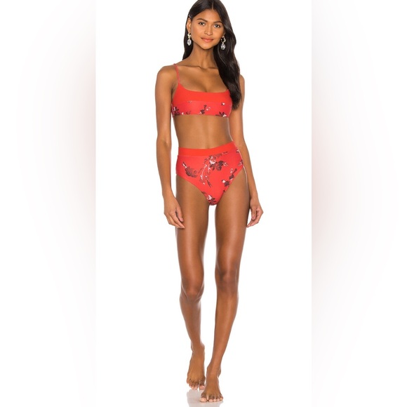 House of Harlow Red Floral High Waisted Bikini - Picture 6 of 7